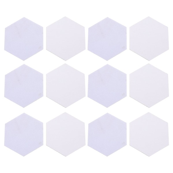 12 st Anslagstavla Filt Hexagon Väggtavla Självhäftande Vägg Memo BoardVit12X12X0,5CM White 12X12X0.5CM