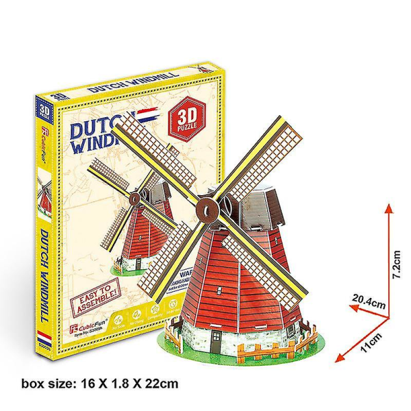 3D Paper Puzzle Word Famous Building Eiffel Tower Puzzle Assembling Model Craft Diy Educational Toys Kids Adult GiftNetherlands Windmill