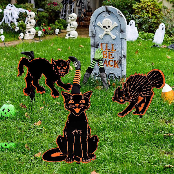 Halloween Dekorationer Kat Have Skilte Have Stakes Udendørs Græs Jord Indsæt