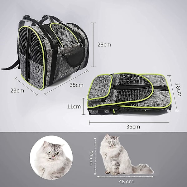 Hundebag for små hunder og katter, bæresele for hunder, lett bæresele, hundekasse, håndbagasje for fly, grønn