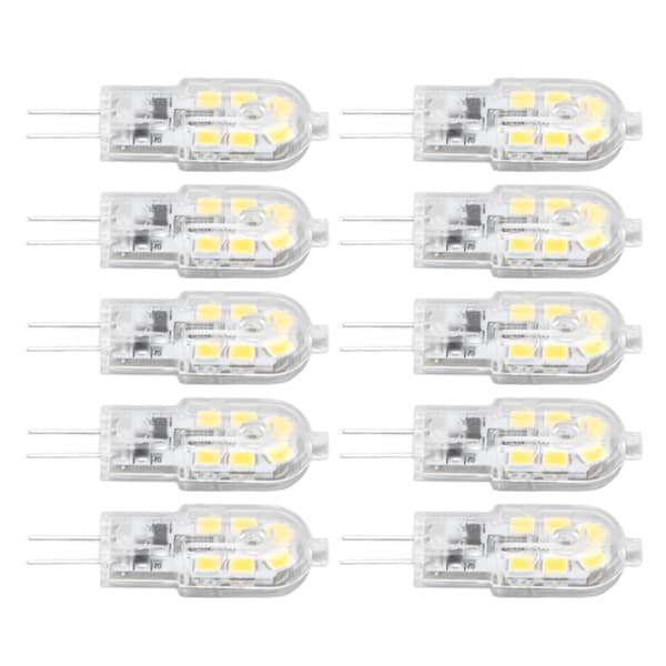 10 pcs G4 LED Bulb Brightness Dimmable High Color Rendering Transparent Shell Light Sources for Landscape Lighting DC 12V White Light