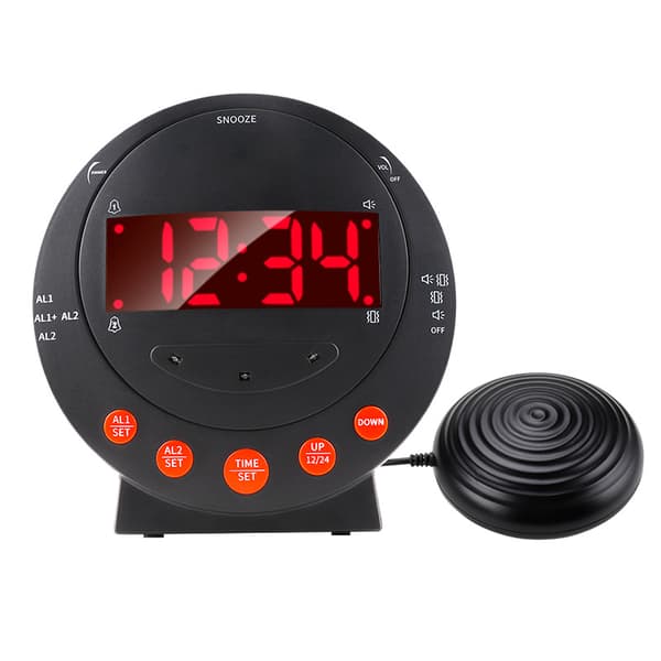 Extra Hög Väckarklocka för Tungsovare - Extra Stark Vibration med Sängskakare-FM-