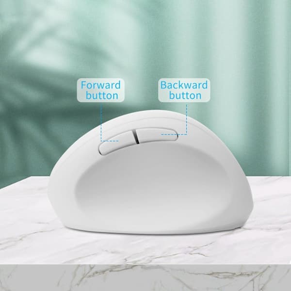 Ergonomic mouse, wireless mouse, rechargeable vertical mouse with USB receiver, 2.4 GHz wireless mouse, 6 buttons, adjustable DPI 800/1200/1600 White White
