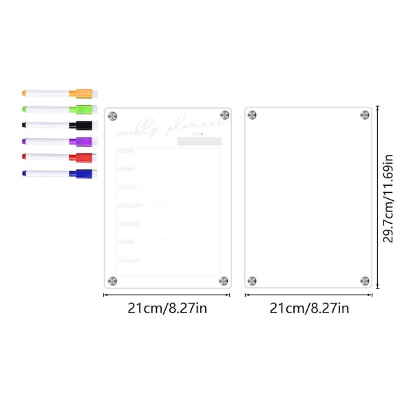 1 set Weekly Planner Whiteboard läpinäkyvä kirjoitustaulu Akryyli Magneettinen Weekly Planner BoardAssorte Assorted Color 29.7X21X0.2CM