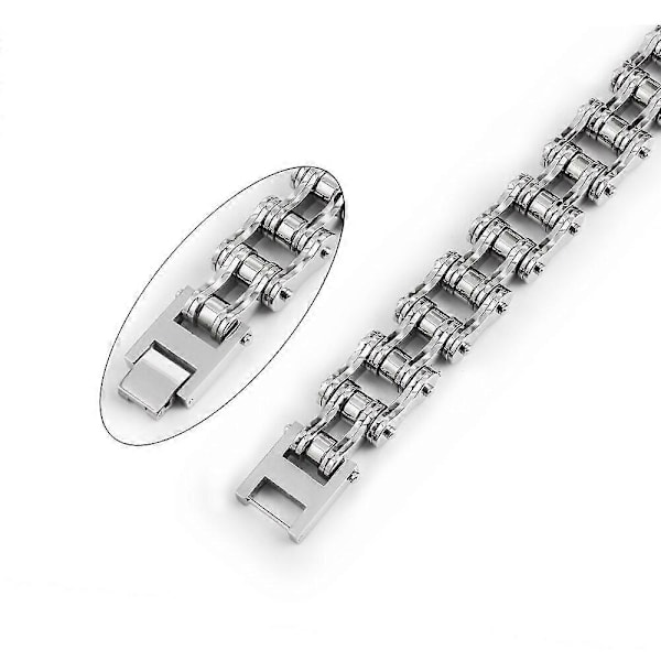 16mm Titanstål Motorcykelarmbånd til Mænd Kvinder Punk Personlighed Rustfrit Sølvfarve Motorcykelkæder Armbånd db Sølv 16mm Silver 16mm 19cm