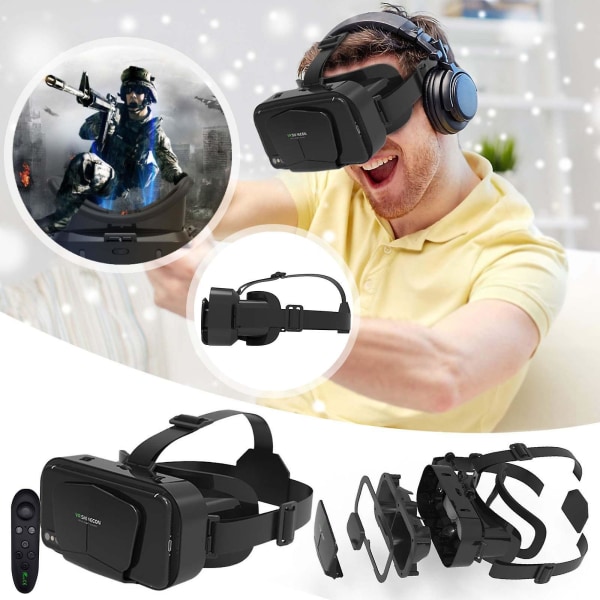 Vr 3d Virtual Reality-glasögon för 4,7-7 tums mobiltelefoner med glasögon Lämpliga för I-max MoviesBla Black