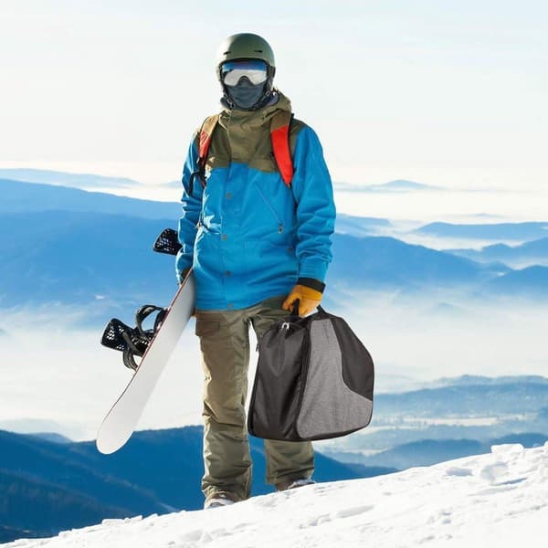 Boot Bag with Helmet Compartment, Waterproof Fabric Backpack for Men and Women, Grey, 36 x 25 x 38 cm