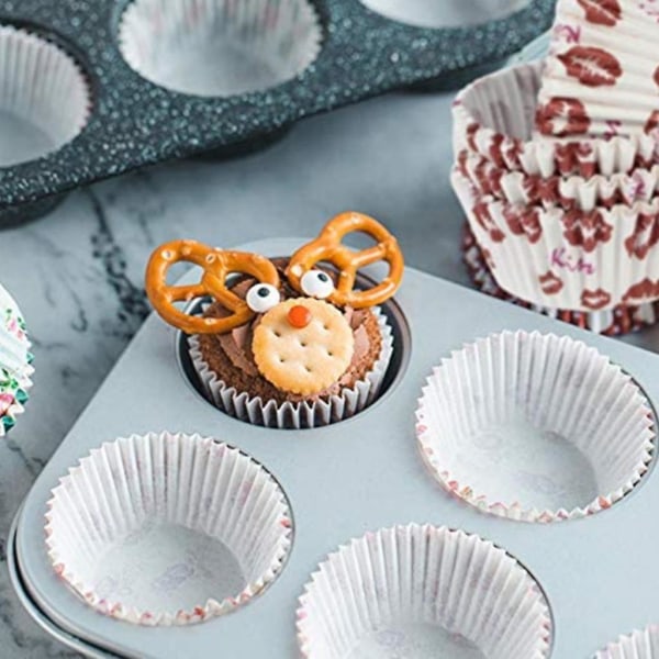 Muffinsformar i papper, 100 st, standardstorlek, för muffins och godis, jultema