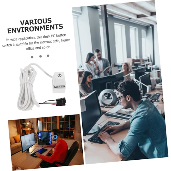 PC Power Button Computer Case Button White Cable 1.65m Extension for Easy Use Random