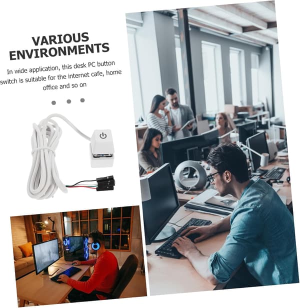 PC Strømknapp Datakabinett Knapp Hvit Kabel 1.65m Forlengelse for Enkel Bruk Tilfeldig