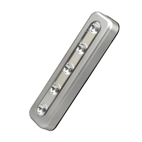 Sølv skabsbelysning, natlampe med 5 LED touch-batterier, justerbar