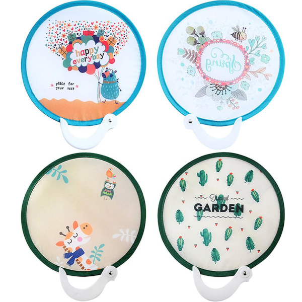 4 Pcs Handheld Fans Round Hand Fan Folding Fans Bulk Foldable Hand Fan Hand Fans Bulk Small Folding FanRandom Color21X21X1CM