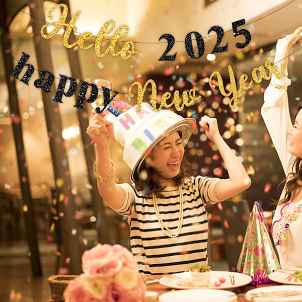 3 st Happy New Year-banderoll, Happy New Year-girlang för nyårsfestdekorationer 2025, Dekorationsskyltar