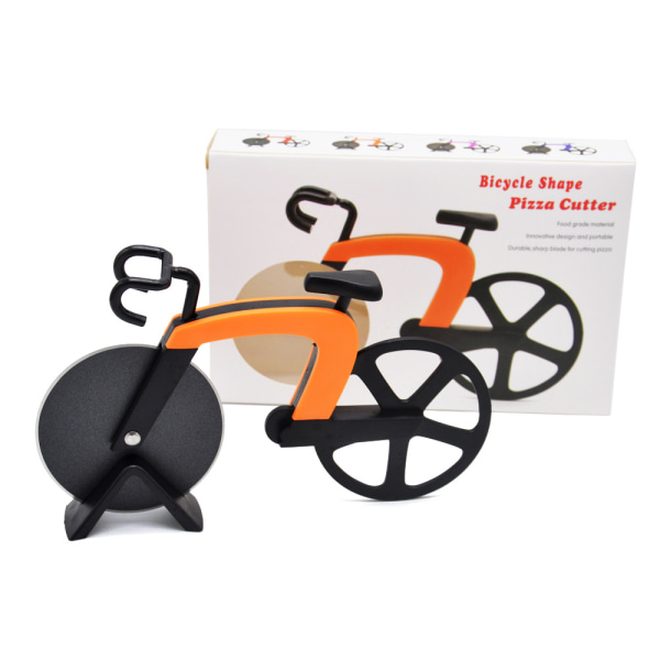 Orange Icke-Klibbig Pizzakutter Rostfritt Stål Pizzakutter Cykelpizzakutter Perfekt Dekoration och Present