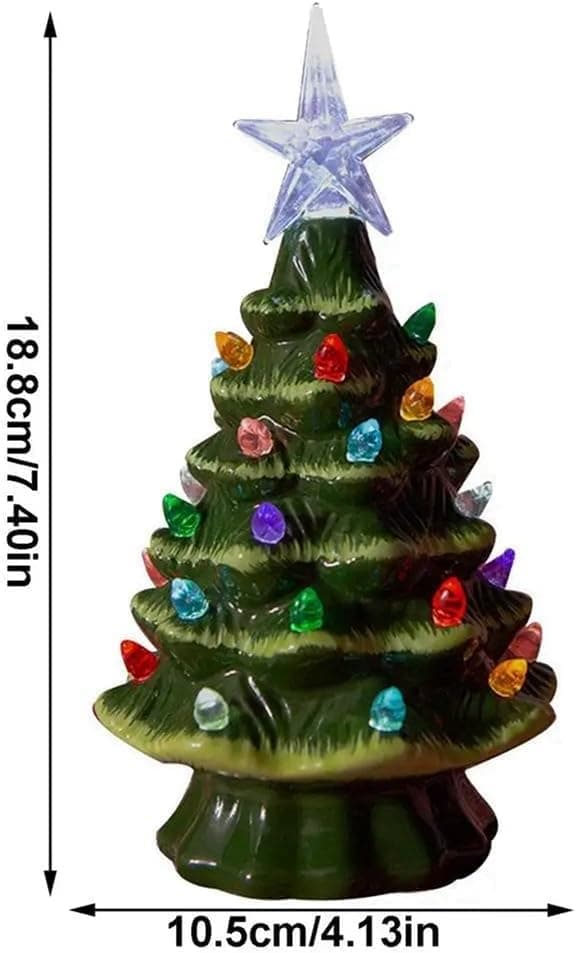 Ceramic Christmas Tree 18.8cm - Table Decoration with Lighting for Indoor Use