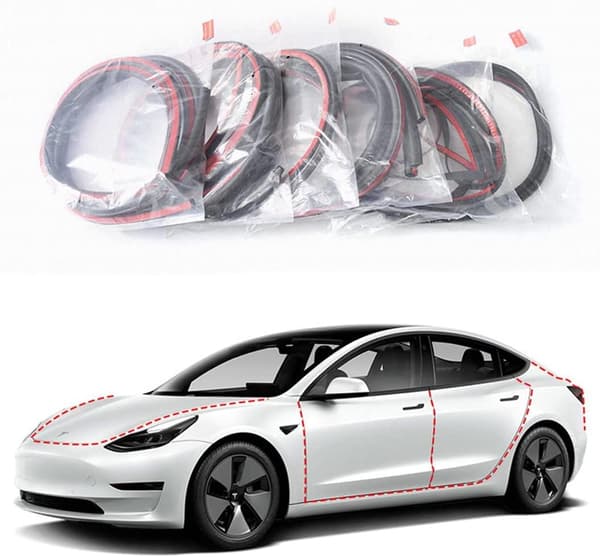 Tesla Model 3 Dørpakningssett Gummilister 8-pakning