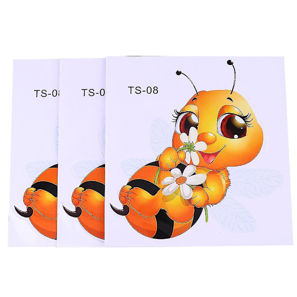 3 stk 3D Tegneserie Bi Bilstickere Bilsticker Til Karosseri, Kofanger Og Vindue Gul 14x14x0.1cm