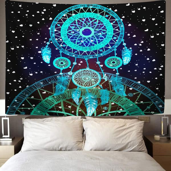 1 stk drømmefanger blå, 200x150 cm drømmefanger billedvev veggteppe
