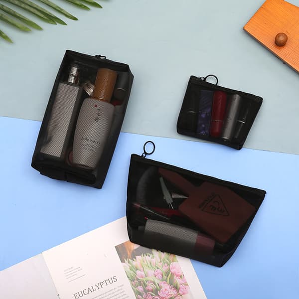 3 stk. netkosmetiktasker Netmakeup tasker Netlynlåspose til