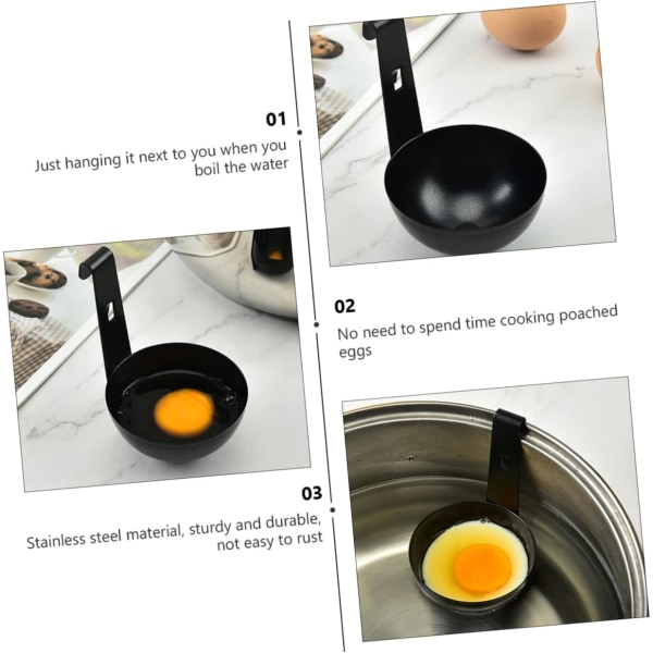 2 delar Äggkokare i rostfritt stål Köksartiklar Äggform Form Rostfritt stål skedar Kokt äggkopp Pocherade ägg Koppar Äggtjuv