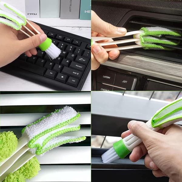 Blind Cleaning Tool - 2-in-1 Slat Duster with Microfiber Cloth - Adjustable Dust Brush for Window Blinds Grey grey