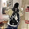Aesthetic Backpack, Preppy Backpack, Kawaii Backpack, Cute Backpack with Accessories (Black) (FMY)