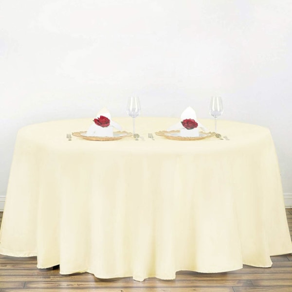 120 tommer rund polyester dug, velegnet til bryllupper, banketter eller restauranter (beige)