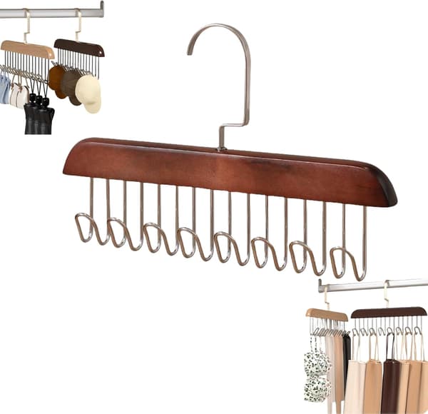 Multifunctional Non-Slip Storage Hangers, Non-Slip Multi-Hook Clothes Hanger, 360° Rotating Multi-Function Hanger with 8 Hooks - Retro Color