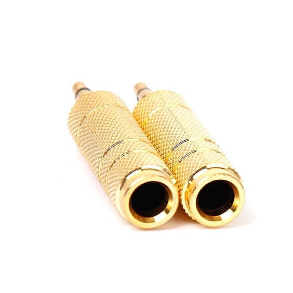 2 Guld 3,5 mm Han til 6,35 mm Hun Stereo Lydadapter til Guitar