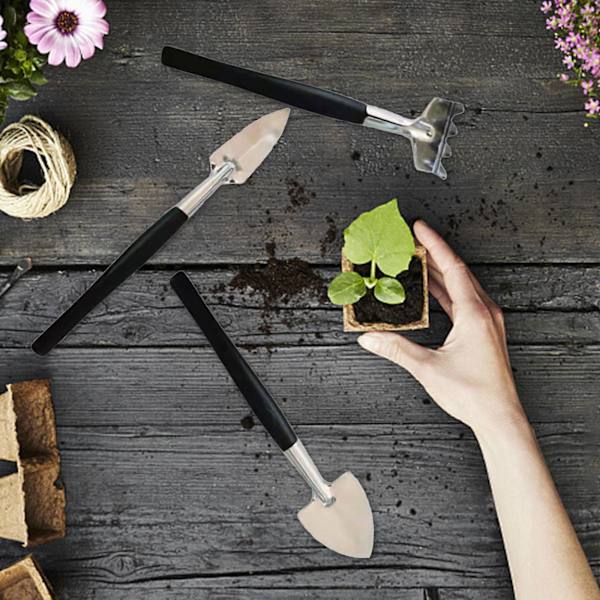 Små hageredskaper, 3 stk Mini hageredskaper sett, Søte hageredskaper, plante potteblomst hage til Black