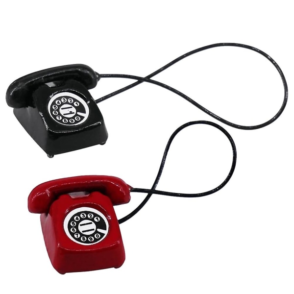 2 kpl Mini Retro Puhelin Miniatyyri Puhelinmalli Miniatyyri Kohtaus Retro Puhelinmalli Sekalaiset Värit Assorted Color