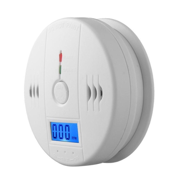Første alarm kuliltedetektor med digitalt temperaturdisplay, hvid