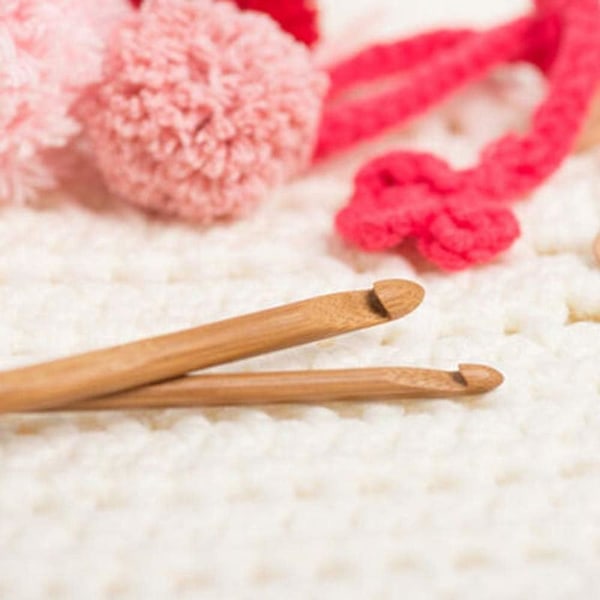 Virknålar Set, 12 st Bambu Virknål Stickning DIY Väva Verktyg Sybehör Tröja virkning
