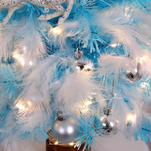 Blue Artificial Christmas Tree with LED Lights - 45 cm