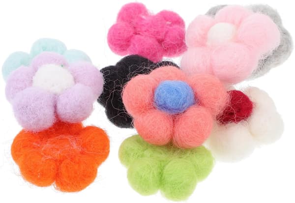 10 stk. ullfiltblomstbrosje DIY hodeplagg tilbehør for kreative