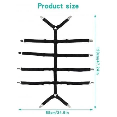 Adjustable Sheet Straps for Sheets, Elastic Adjustable Sheet Straps with Metal Clips, Holder Straps, Sheet Fasteners for All Beds