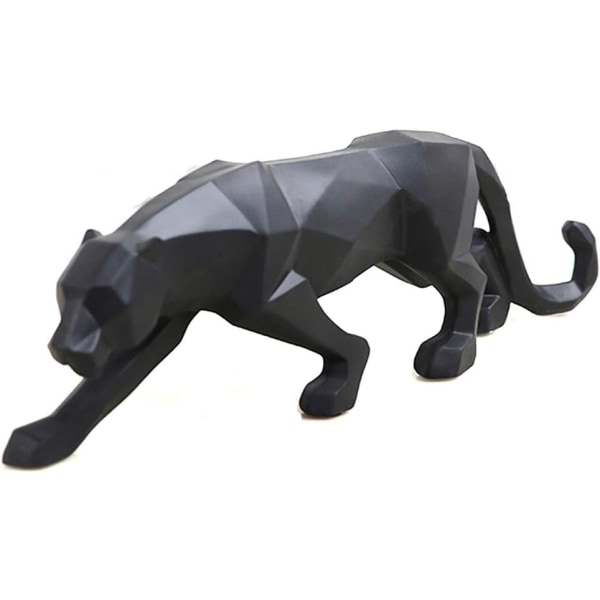 Vit Svart Panter Skulptur Ornament Geometrisk Skulptur Harts Panter Staty Vildmarks Dekoration Present (Neo)