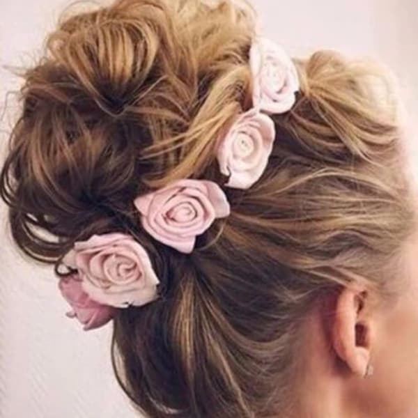 Rött rosenblommigt hårband för bröllop och balhåraccessoar