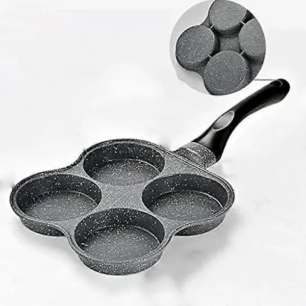 Non-stick stekepanne for egg, kjøkkenutstyr hamburgerstekepanne, 4 hull
