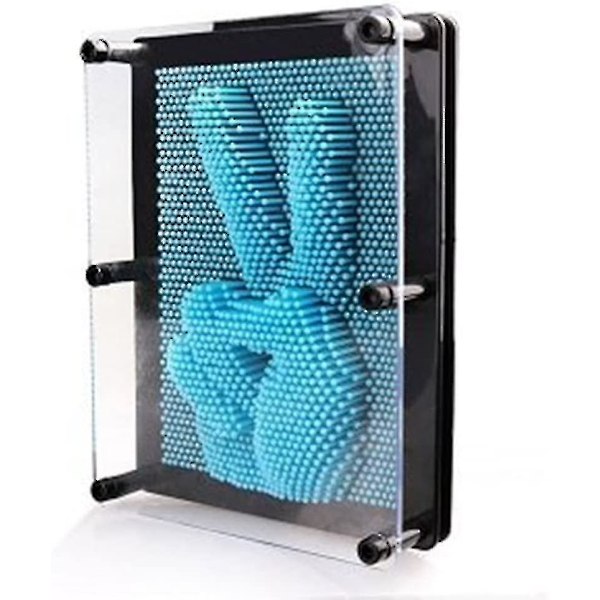 3D Klon Pin Art Skulptur Pin Impression Legetøj Hjem Kontor Bord Legetøj Gave til Børn Voksne, Stor, Blå