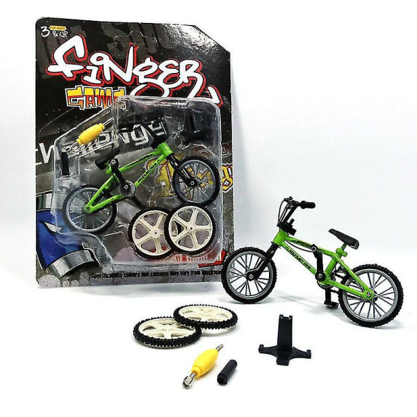 Alloy Mini Finger Bike Bicycle BMX Kids Toys Kids Boys Finger Scooter Novelty Gag Racing Toy Fingerboard Brinquedos GiftGreen