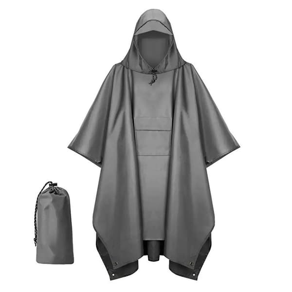 Grå vattentät poncho multifunktionell 3-i-1, lätt 210T O