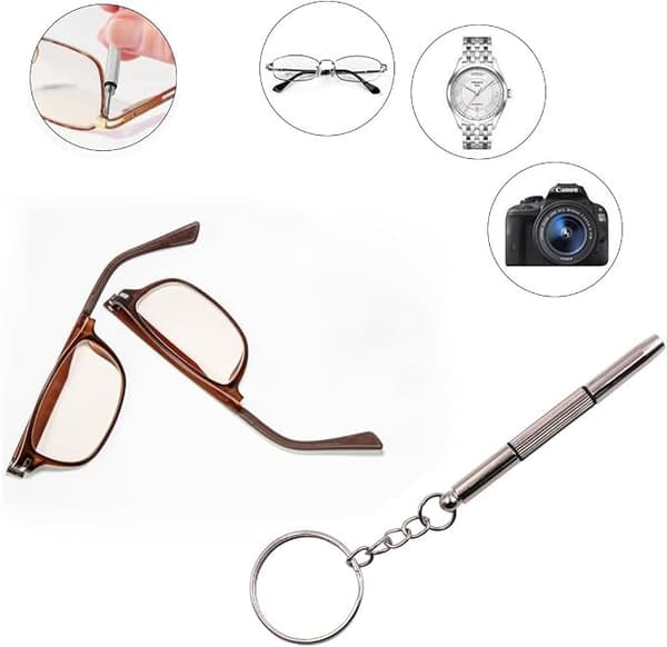 3 stk mini brille skruetrækkere med dobbelthoved sølv