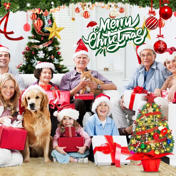 55 cm Mini Artificial Christmas Tree, Small Desk Tree, Tabletop Decorations for Home and Holidays