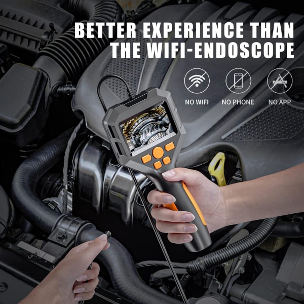 Industriellt endoskop, 1080P HD Digital Borescope Inspection Camera med 8 mm IP67 vattentät kamera, avloppskamera med 2,8" IPS-skärm, kabel