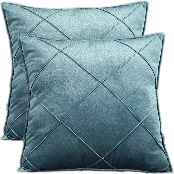2 stycken sammetskuddfodral Soffa Dekoration Mjuk Kvadratisk Kuddfodral Nordisk Stil Solid Rutig Fodral för Sovrum Vardagsrum Bil