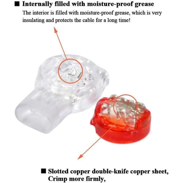 100 pcs UR K3 Cable Connector, Quick Connect, Waterproof Terminals (3 Holes, Red)