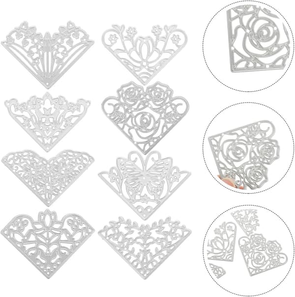 8 Pieces Carbon Steel Lace Embossing Cutting Dies Set Triangular Edge Punches