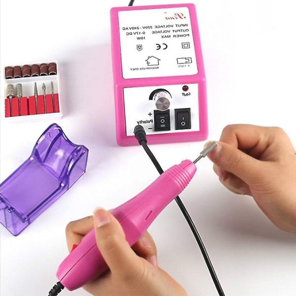 Lystype Professionel Elektrisk Nail Art Salon Drill Glasering Hurtig maskine, Elektrisk Nail Art File Drill (Pink)