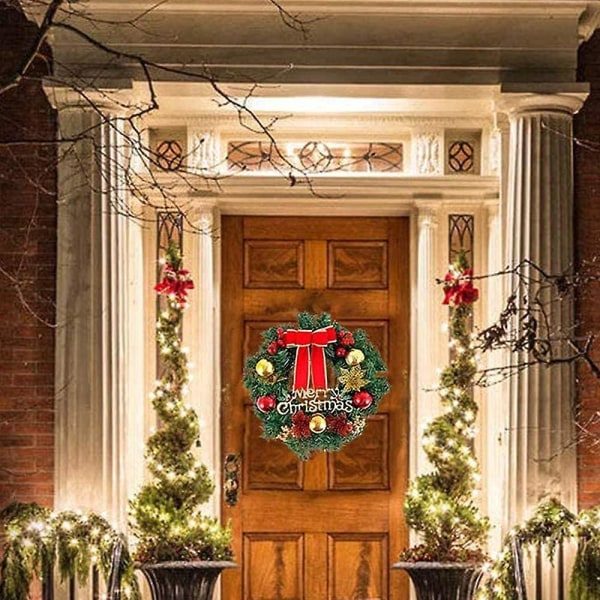 Julepyntkrans,julekrans,trekrans,30cm,kunstig juletrekrans til døren din,vegg eller vindu,julefest,fron